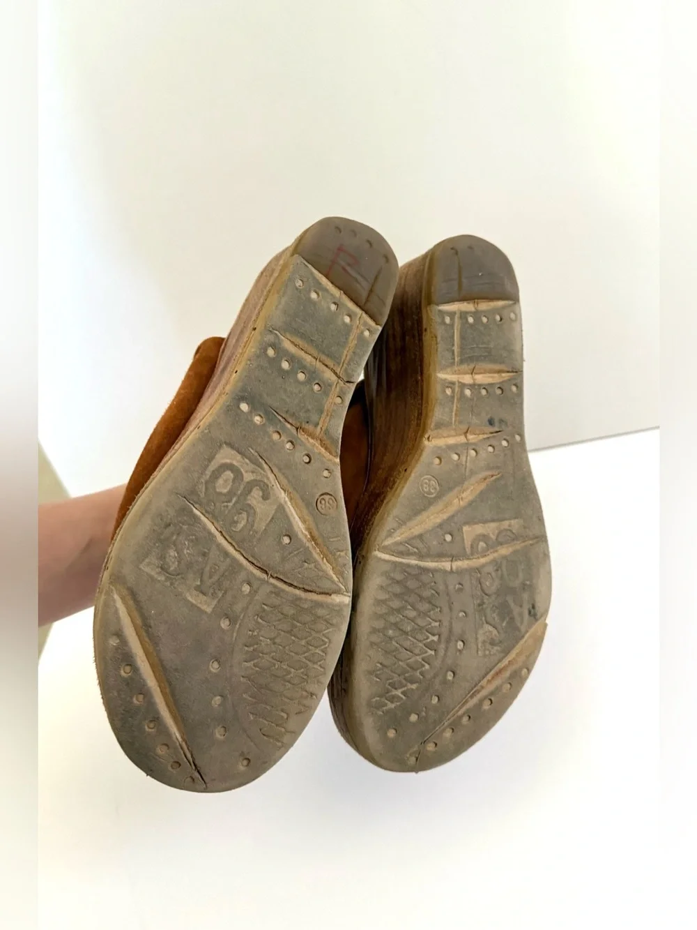 A.S.98 Niels Slide Sandal Wedges Leather Distressed Open Toe Clog Size 7.5